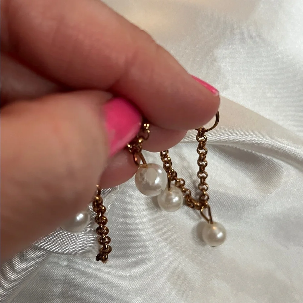 Nicole Miller white satin halter top, gold pearl-beaded necklace-style strap M - Picture 10 of 10